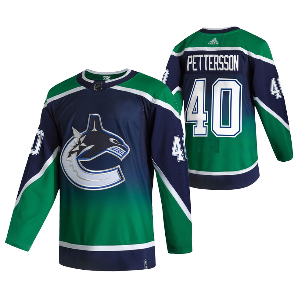 2021 Adidias Vancouver Canucks 40 Elias Pettersson Green Men Reverse Retro Alternate NHL Jersey